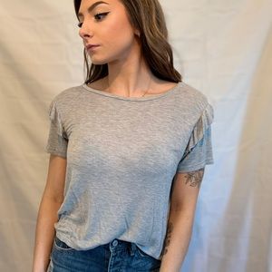 Moral Fiber basic tee with frill sleeves. LG.